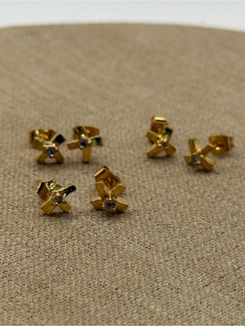 Set of three Gold tone Accent Stud Earrings - Women Jewelry